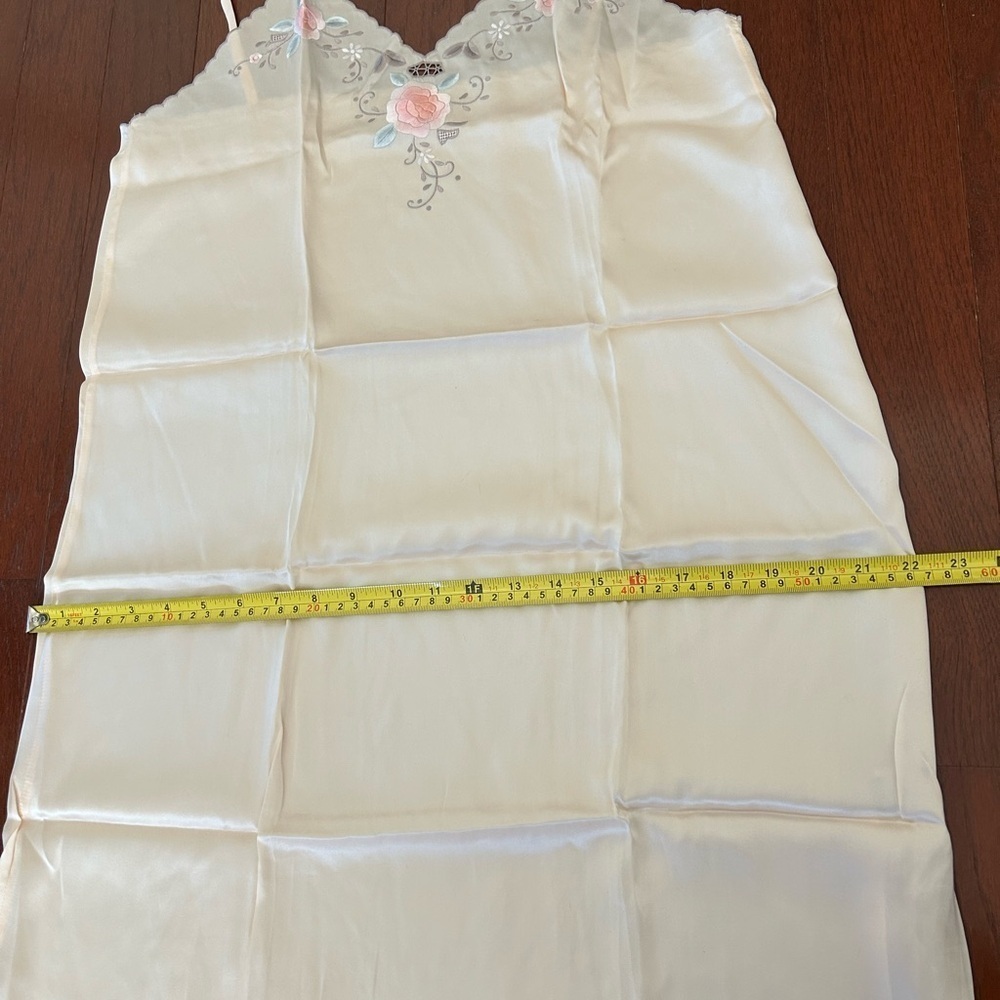 Peach Pink Pure Silk Slip Dress XL Brand New hand double sided embroidery - Picture 9 of 9